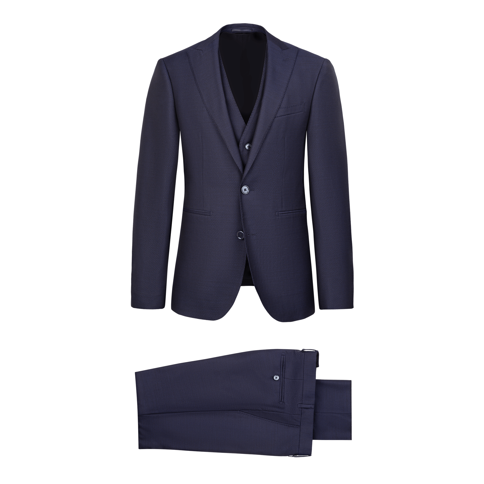 Men's Jacquard Blue 3 Piece Suit | Tailored Italian Suits