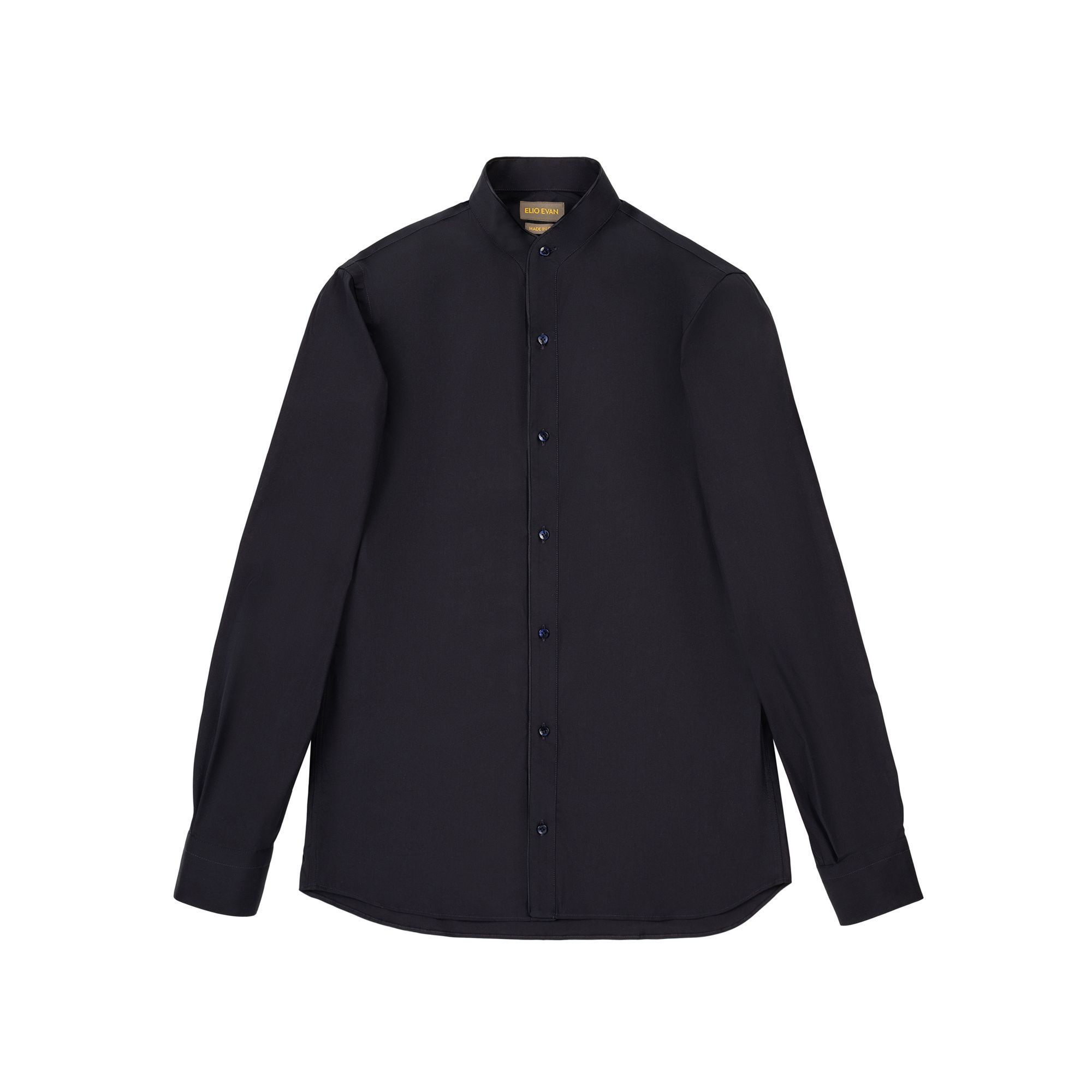 Band Collar Shirt Solid Navy