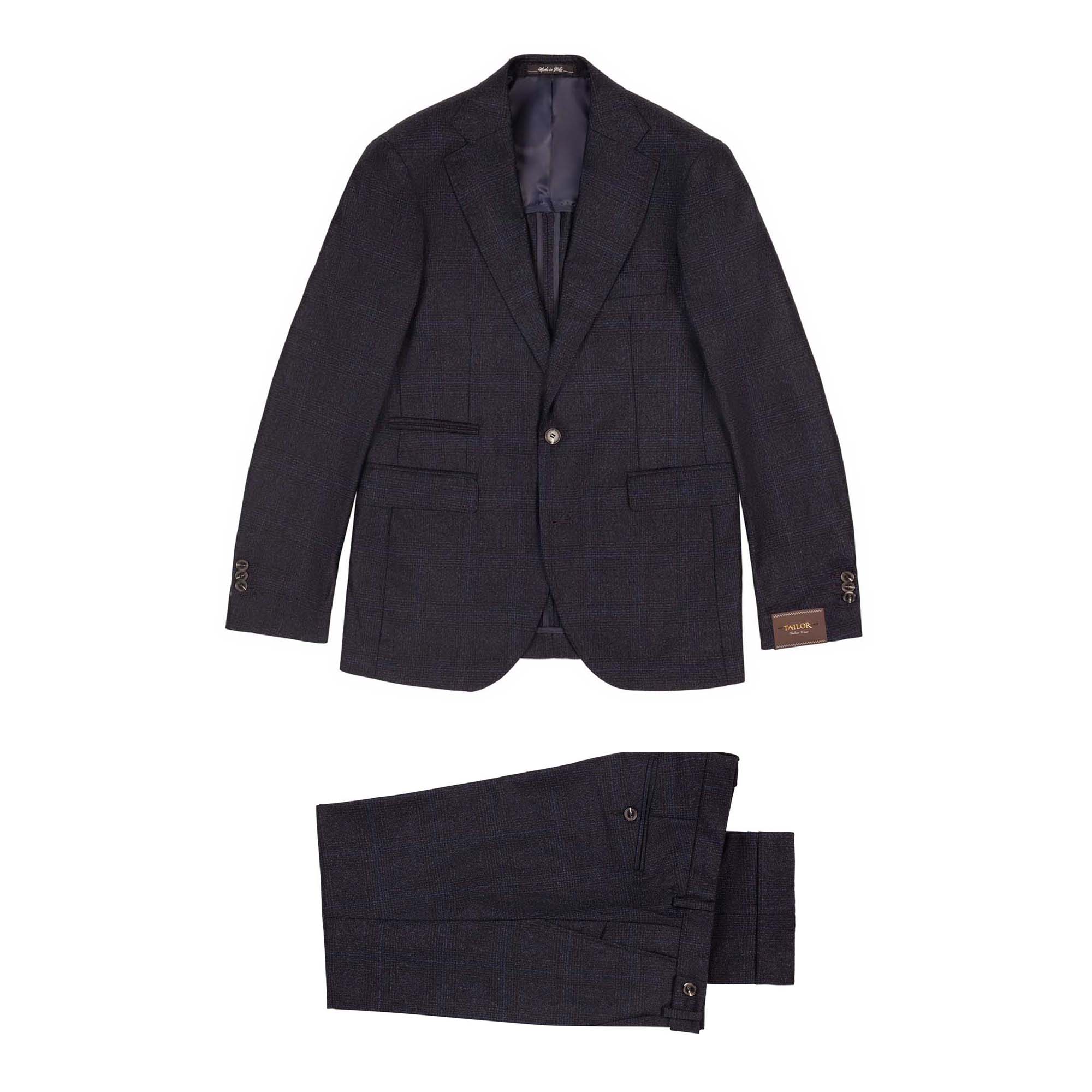 Men's Check Suit Prince Of Wales Navy